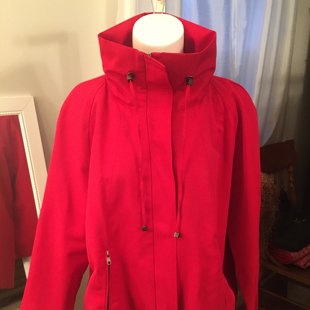 Chico’s vibrant red coat.  Perfect for Spring!